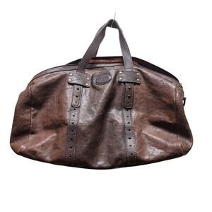 Fossil Duffle Bag LUGGAGE Suitcase Leather Brown Top Handle NO SHOULDER STRAP